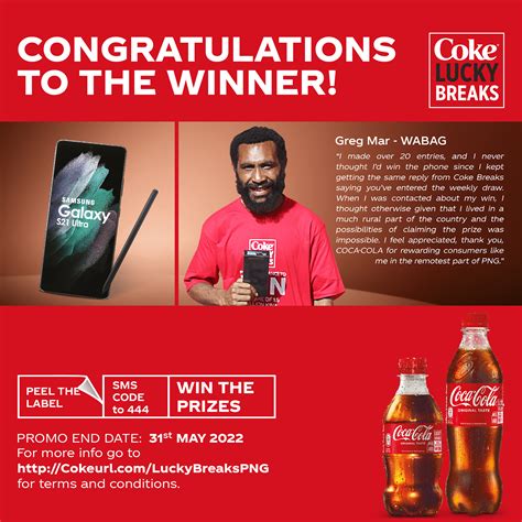 This week's Winner for the Coca Cola Lucky Breaks Samsung.